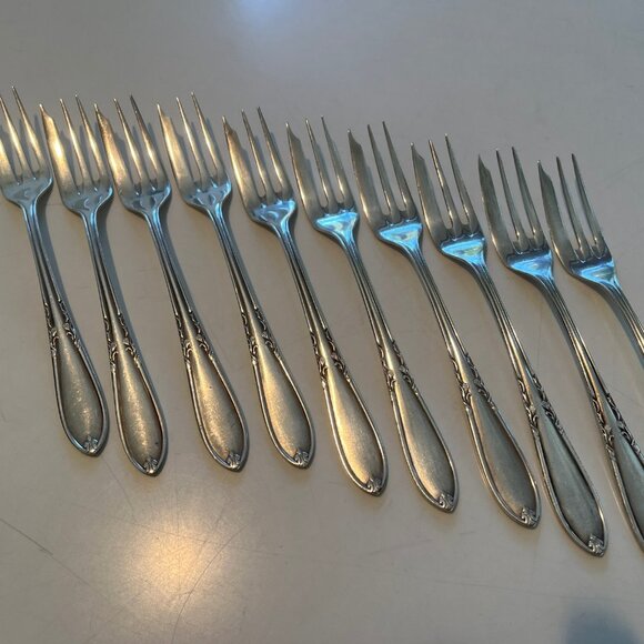 Cake Forks, Silver Plate, Vintage, set of 10 - Picture 1 of 3